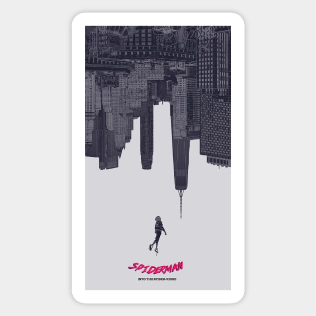 Spiderverse Grey Sticker by justblackdesign